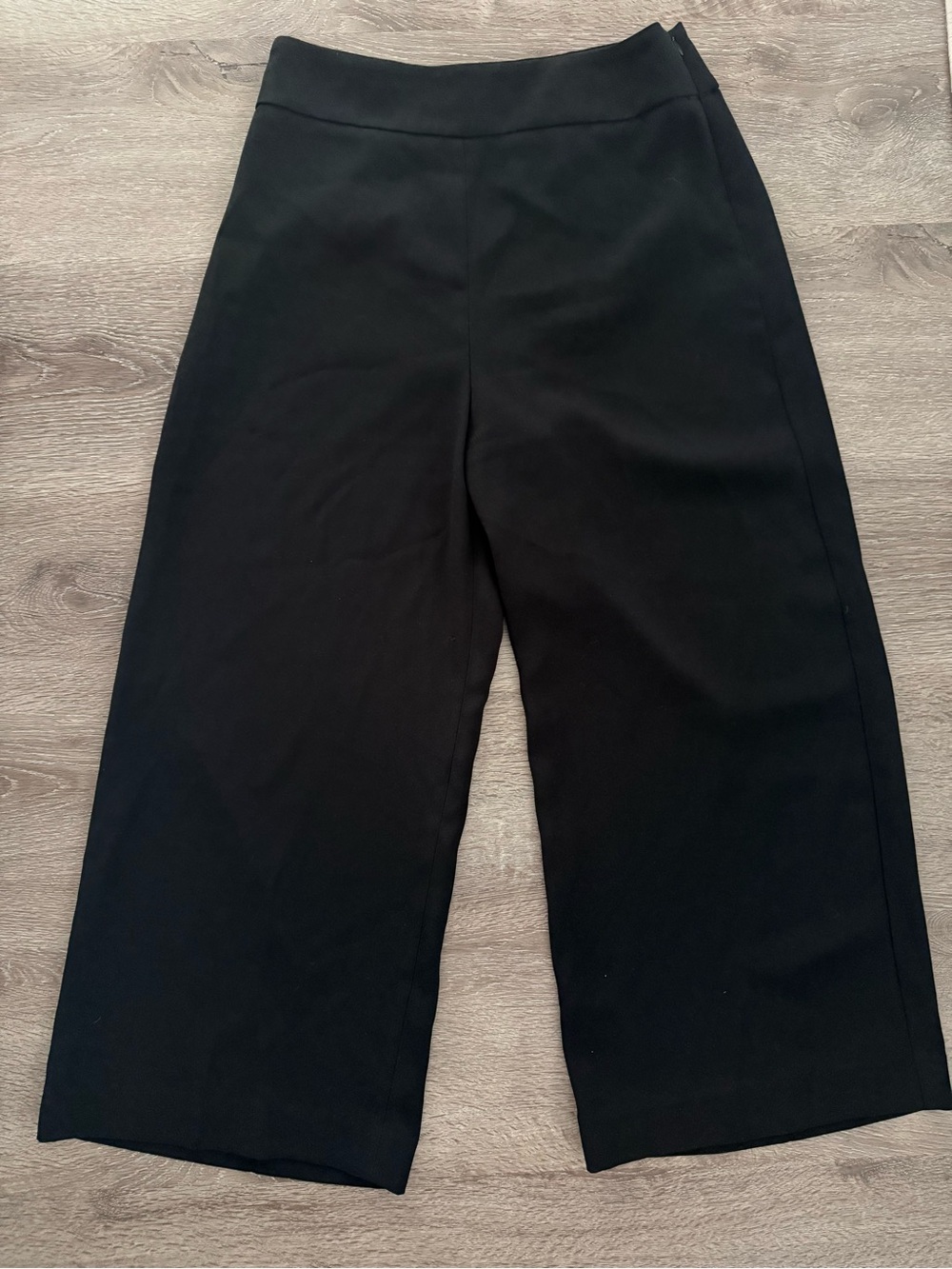 Express Black Wide-Leg Cropped Trousers